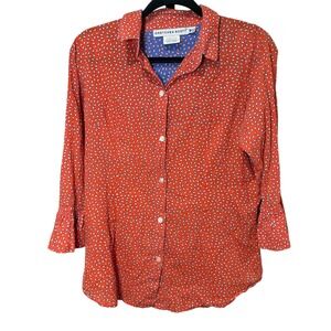 Gretchen Scott Cotton Button Down Patterned Bell Sleeve Blouse Size‎ Medium